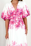Spring/Summer Bubble Sleeve V-Neck Dress