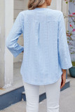 V-Neck Seven Quarter Sleeve Button Loose T-Shirt