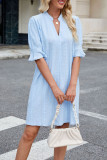 Solid Color Jacquard Five Quarter Sleeve Dress