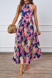Hanging Neck Big Swing Printed Dress