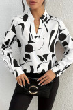 Long Sleeved Geometric Printed V-Neck Shirt