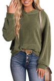 Round Neck Long Sleeved Loose Hooded Sweatshirt
