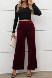 High Waisted Temperament Velvet Wide Leg Pants