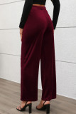 High Waisted Temperament Velvet Wide Leg Pants