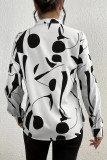 Long Sleeved Geometric Printed V-Neck Shirt