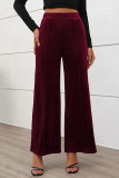 High Waisted Temperament Velvet Wide Leg Pants