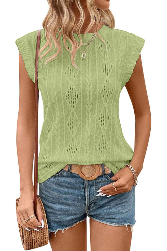 Jacquard Short Sleeved Loose T-Shirt Vest