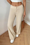 Solid Color High Waisted Loose Wide Leg Pants