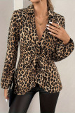 Leopard Print V-Neck Long Sleeved Shirt