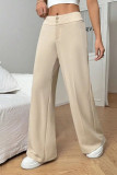 Solid Color High Waisted Loose Wide Leg Pants