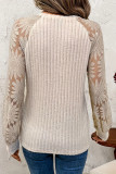 Lace Patchwork Long Sleeved Round Neck Top