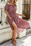 Floral Print One Shoulder Short Sleeved Dress