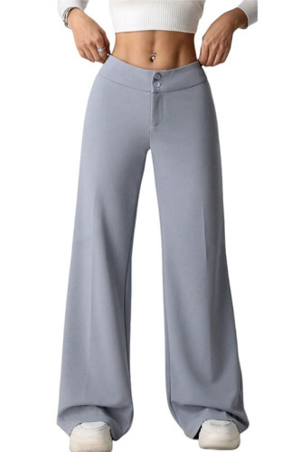 Solid Color High Waisted Loose Wide Leg Pants