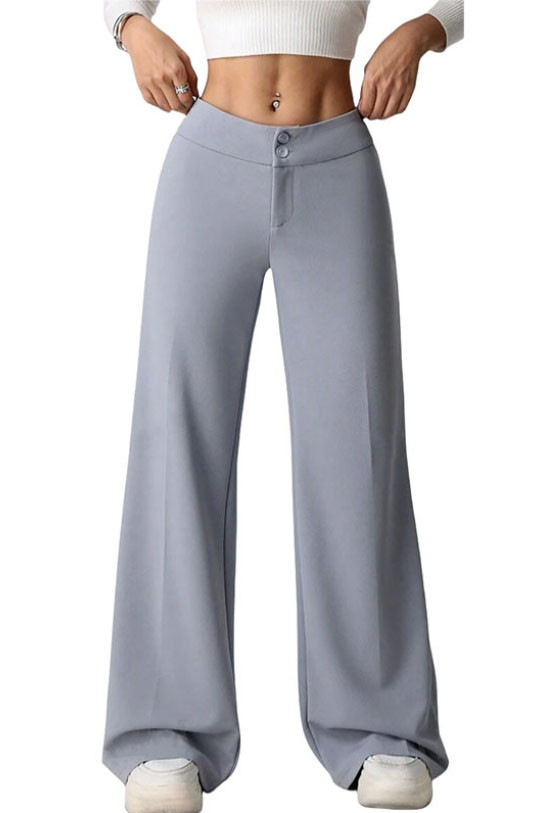Solid Color High Waisted Loose Wide Leg Pants