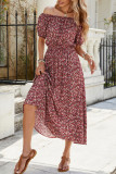 Floral Print One Shoulder Short Sleeved Dress
