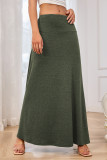 Solid Color Knitted High Waisted Skirt