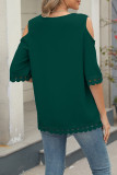 Round Neck Lace Loose Chiffon Shirt