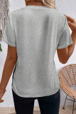 Solid Color Round Neck Short Sleeved Loose T-Shirt