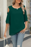 Round Neck Lace Loose Chiffon Shirt
