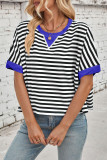 Striped Round Neck Bat Sleeve T-Shirt