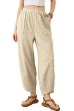 Elastic Waisted Cropped Pants Straight Leg Pants