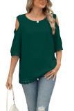 Round Neck Lace Loose Chiffon Shirt