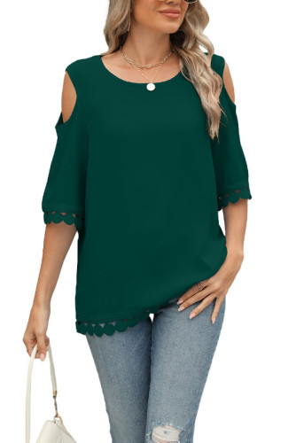 Round Neck Lace Loose Chiffon Shirt