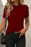 Solid Color Round Neck Short Sleeved Loose T-Shirt