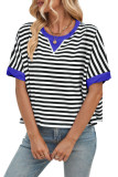 Striped Round Neck Bat Sleeve T-Shirt