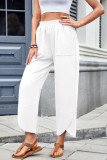Elastic Waisted Cropped Pants Straight Leg Pants