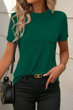 Solid Color Round Neck Short Sleeved Loose T-Shirt