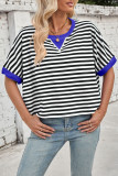 Striped Round Neck Bat Sleeve T-Shirt