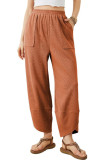 Elastic Waisted Cropped Pants Straight Leg Pants
