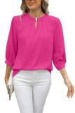V-Neck Seven Quarter Sleeve Loose Chiffon Shirt