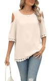 Round Neck Lace Loose Chiffon Shirt