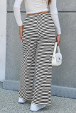 Striped Lace Up Loose Flared Pants