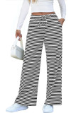 Striped Lace Up Loose Flared Pants