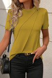 Solid Color Round Neck Short Sleeved Loose T-Shirt