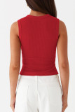 Sleeveless Round Neck Threaded Button Vest