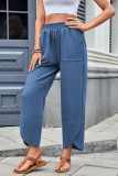 Elastic Waisted Cropped Pants Straight Leg Pants