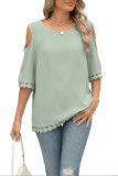 Round Neck Lace Loose Chiffon Shirt
