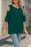 Round Neck Lace Loose Chiffon Shirt