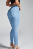 High Waisted Tight Elastic Jeans Denim Pants