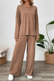 Long Sleeved Shirt Wide Leg Pants Two-Piece Set