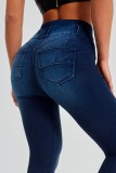 High Waisted Tight Elastic Jeans Denim Pants