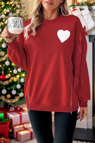 Christmas Red Round Neck Long Sleeve Hoodie