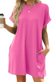 Solid Color Pocket Loose Short Sleeved Dress