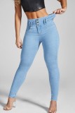 High Waisted Tight Elastic Jeans Denim Pants