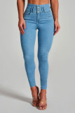 High Waisted Tight Elastic Jeans Denim Pants