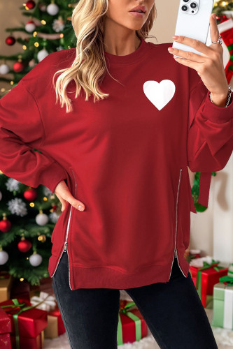Christmas Red Round Neck Long Sleeve Hoodie